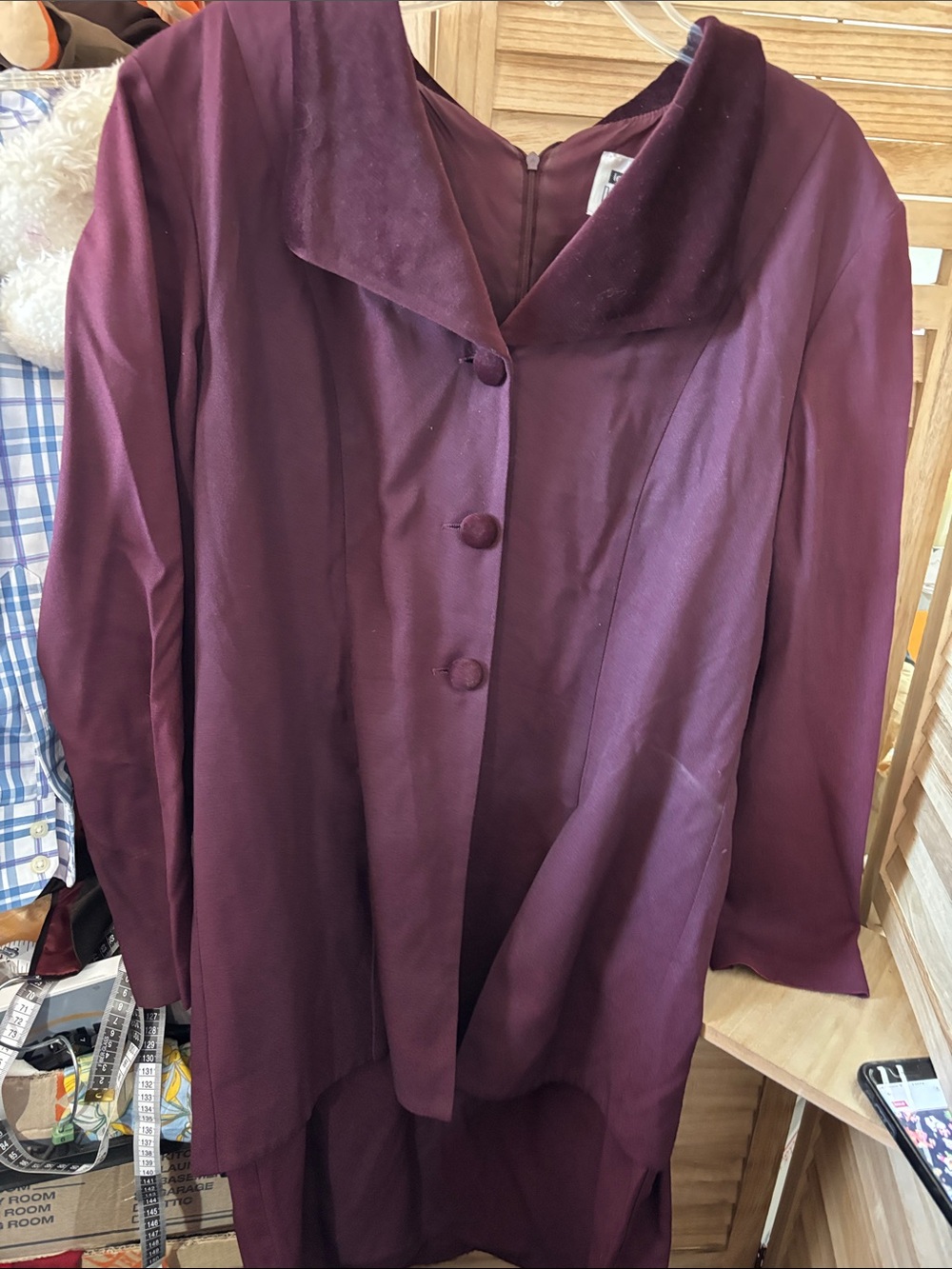 Dani Max Burgundy Long Dress with Velvet Collar 14